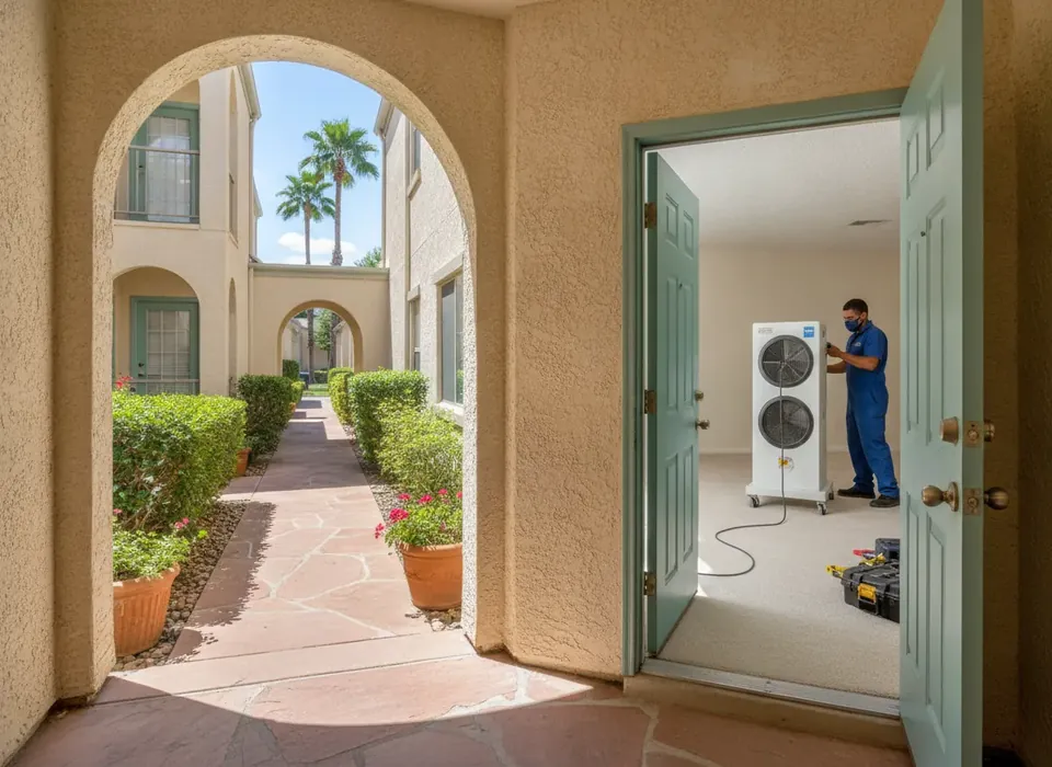Air scrubber set up in an apartment unit